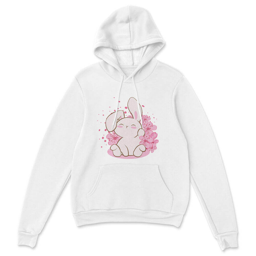 Cute Bunny Year of Rabbit Kawaii Hoodie - White