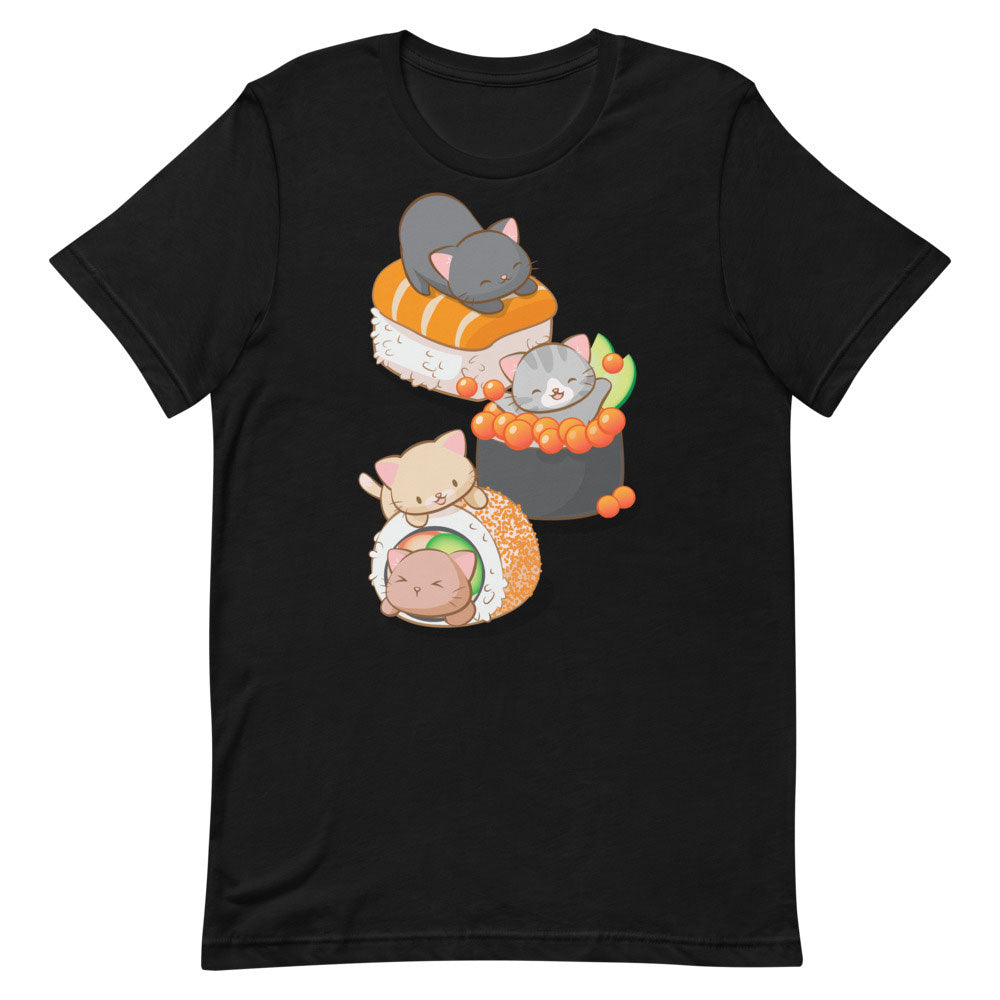 Cute Sushi Cats Kawaii T-Shirt S / Black
