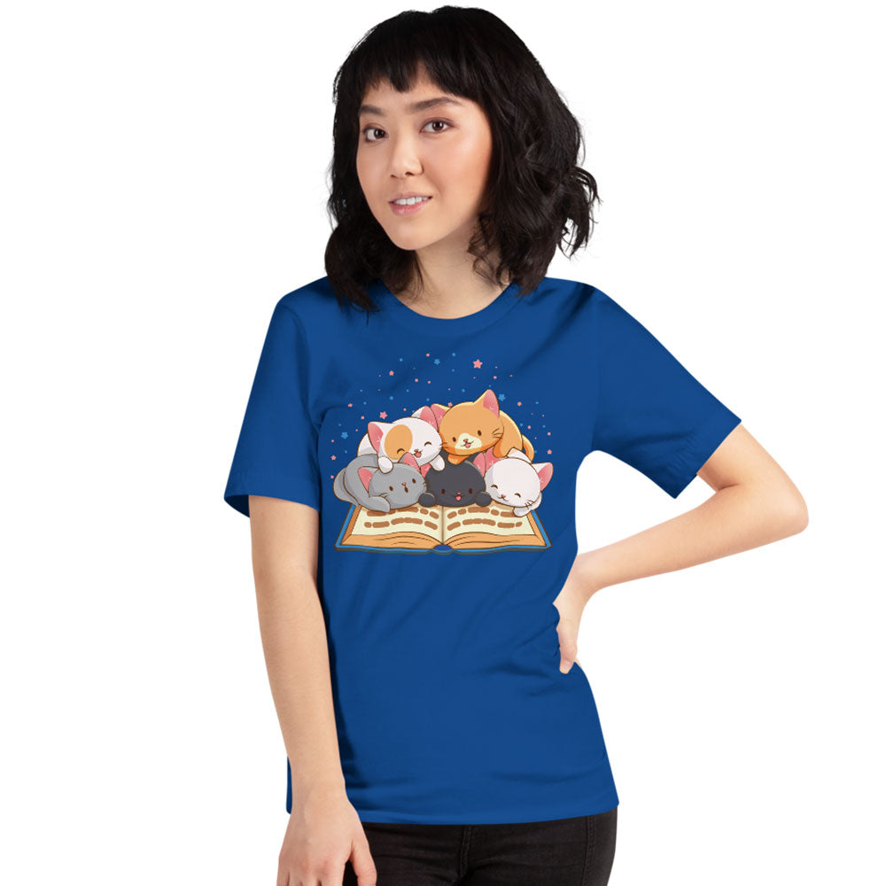 Cute Kawaii Cats Reading T-shirt for Readers and Book Lovers