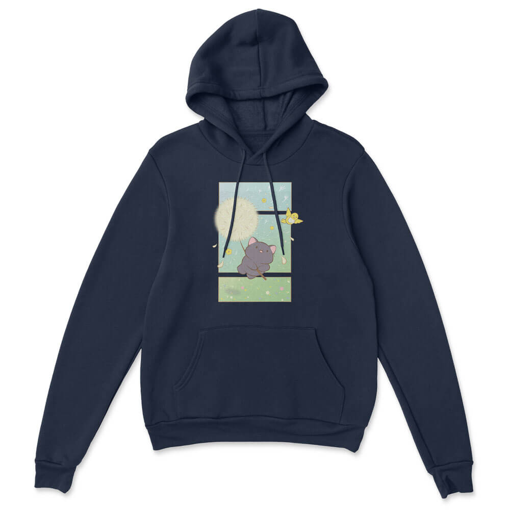 Dandelion Flight Kawaii Cat Hoodie Navy