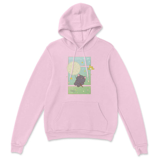 Dandelion Flight Kawaii Cat Hoodie Pink