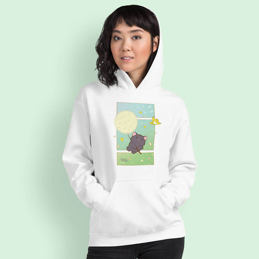 Dandelion Flight Kawaii Cat Hoodie for women