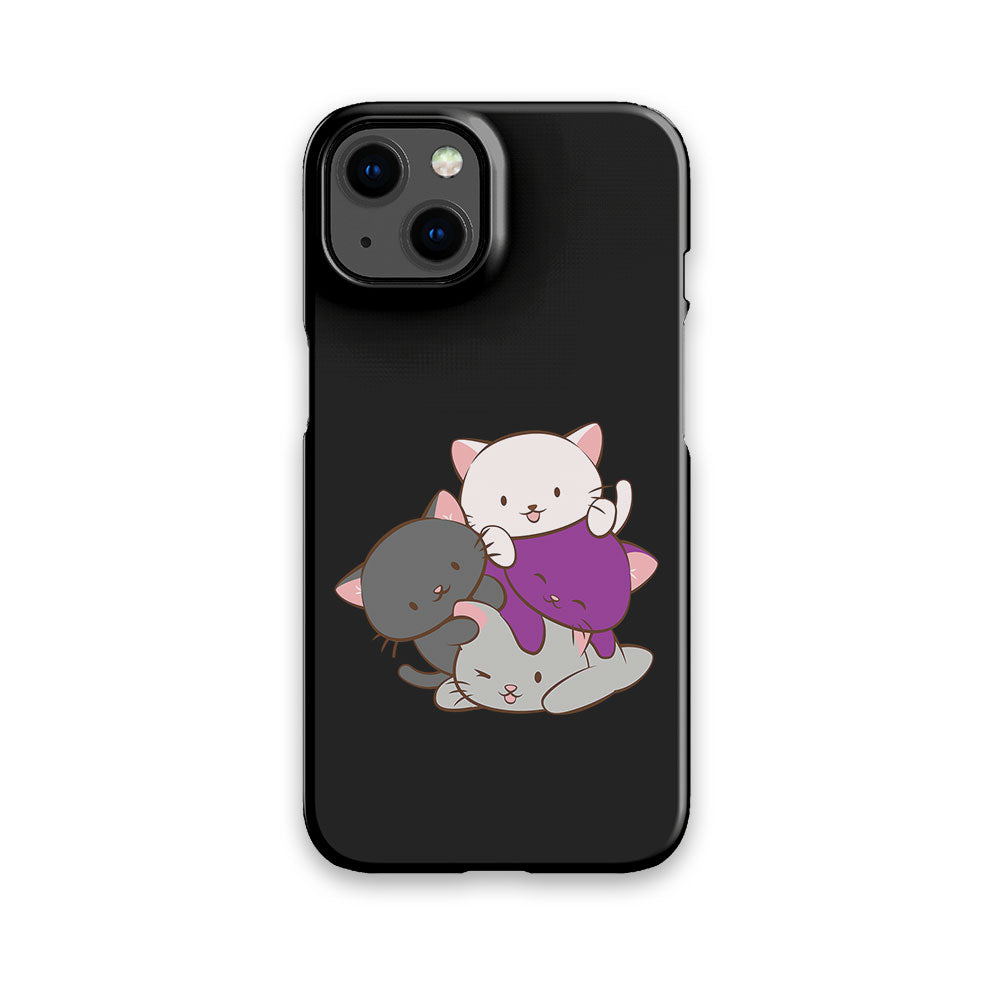 Demisexual Pride Kawaii Cat Phone Case - black
