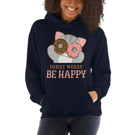 Donut Worry Be Happy Kawaii Cat Hoodie