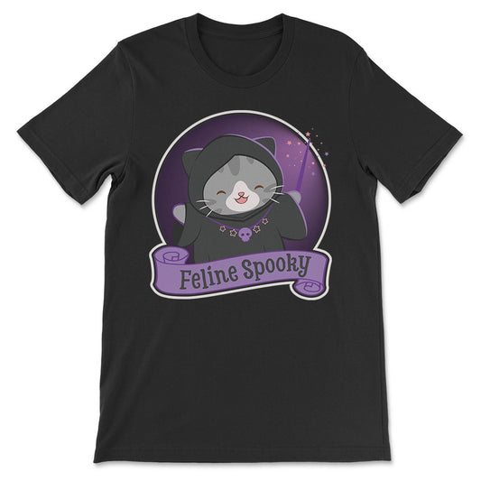 Feline Spooky Kawaii Cat Cute Goth Shirt - black