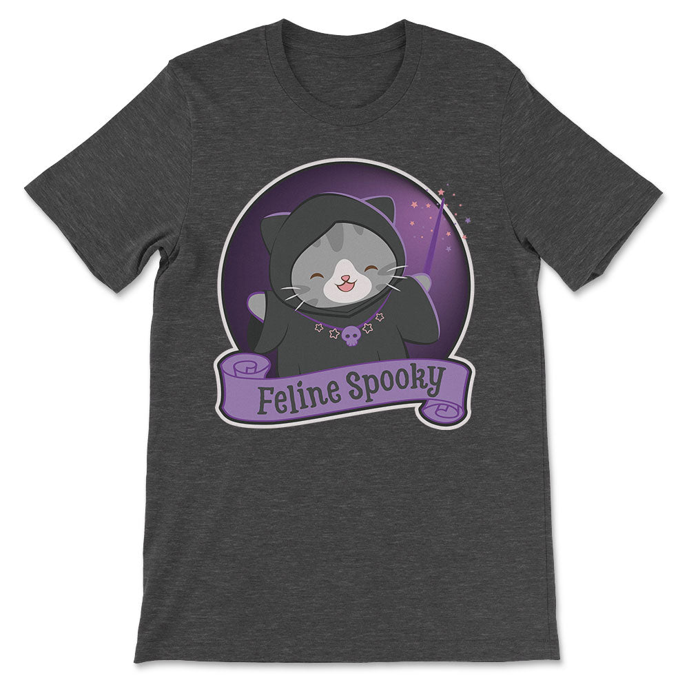 Feline Spooky Kawaii Cat Cute Goth Shirt - dark grey heather