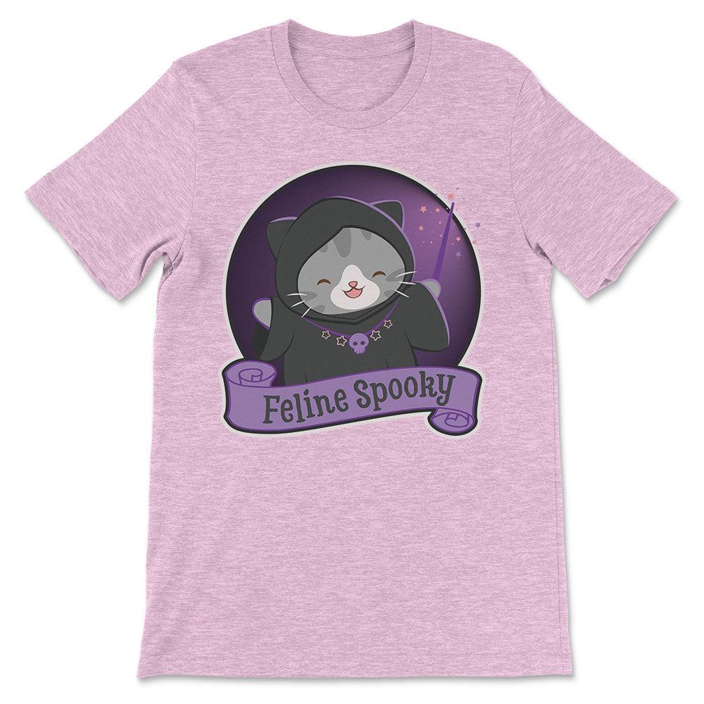 Feline Spooky Kawaii Cat Cute Goth Shirt - Heather Prism Lilac