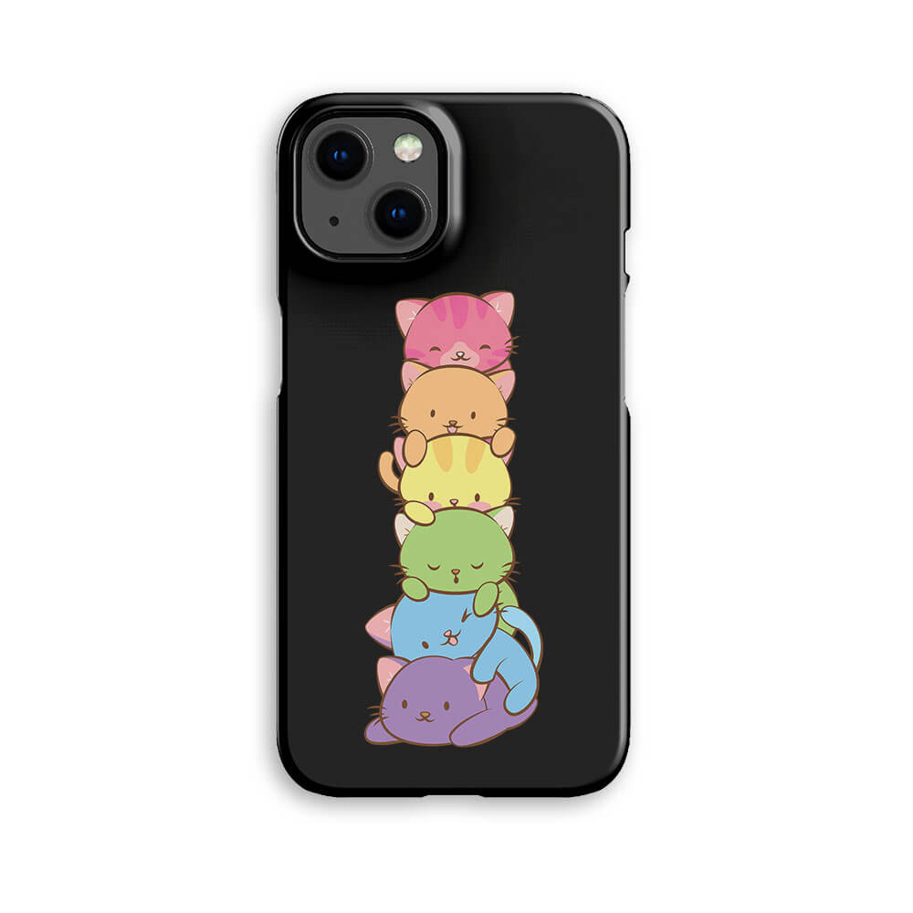 Gay Pride Kawaii Cat Phone Case - black