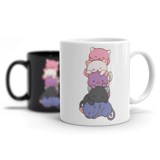 Genderfluid Pride Cute Kawaii Cat Mug