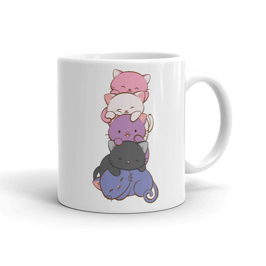 Genderfluid Pride Cute Kawaii Cat Mug 11 oz / White