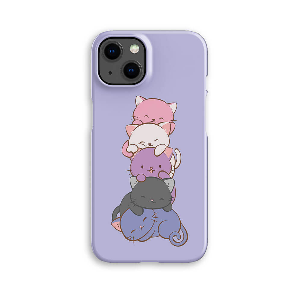 Genderfluid Pride Kawaii Cat Phone Case - purple