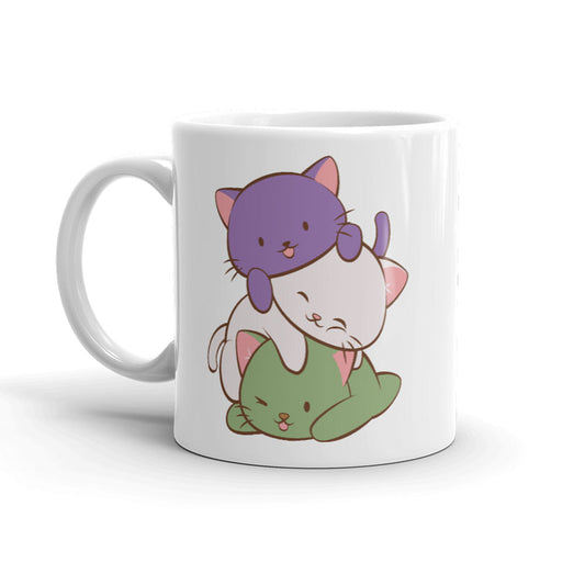 Genderqueer Pride Cute Kawaii Cat Mug 11 oz / White