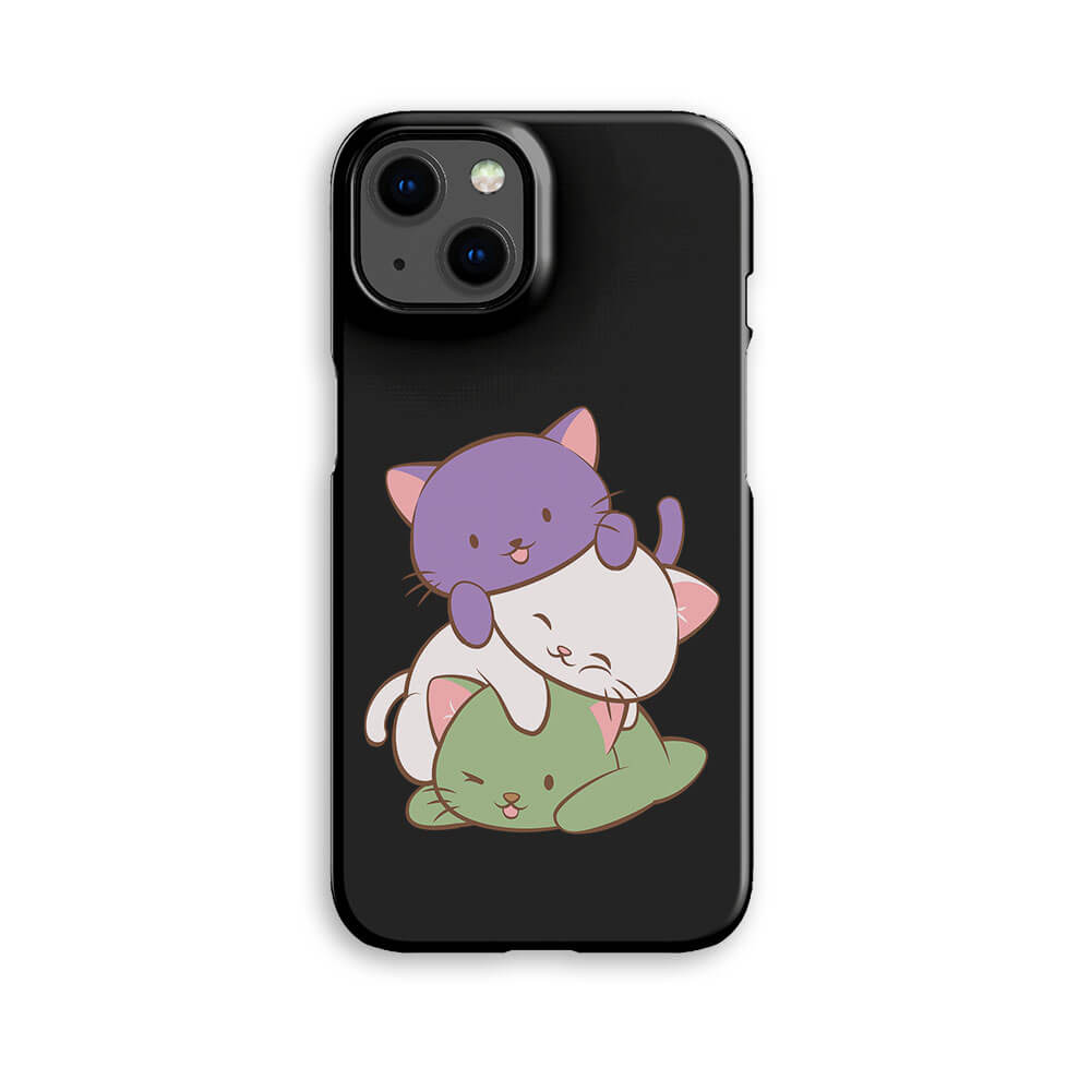 Genderqueer Pride Kawaii Cat Phone Case - black