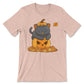 Halloween Black Cat on Pumpkin Fall Shirt - Heather Peach