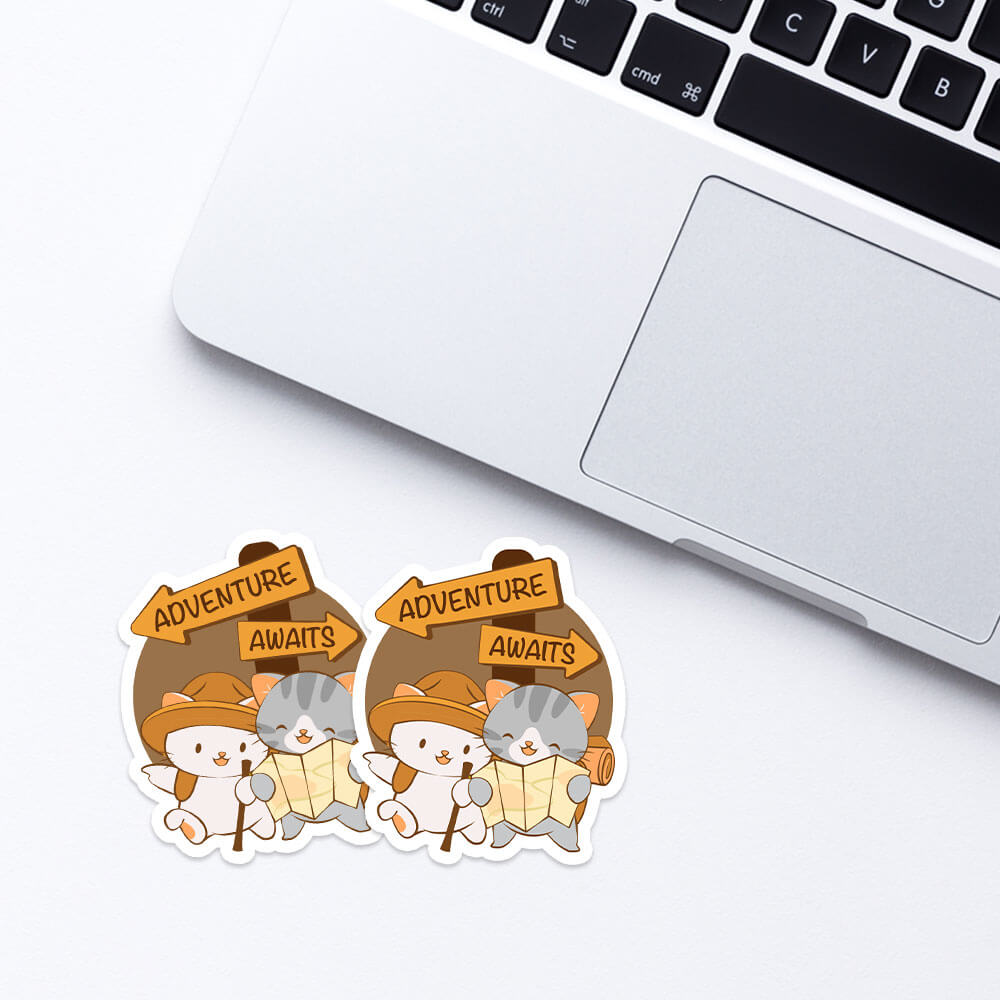 Hiking Adventure Cute Cats Kawaii Stickers for Laptop