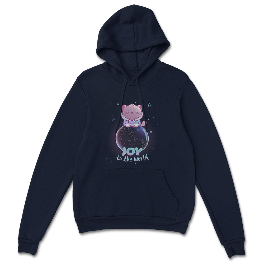 Joy to the World Kawaii Cat Hoodie - Navy