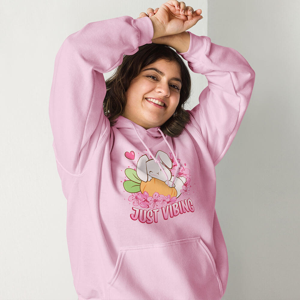 Just Vibing Cute Bunny Kawaii Hoodie for women