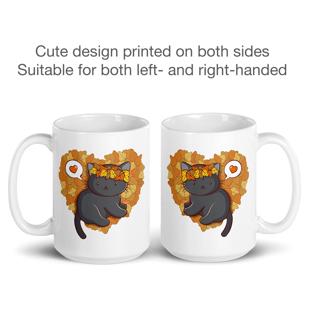 Kawaii Black Cat Fall Coffee Mugs