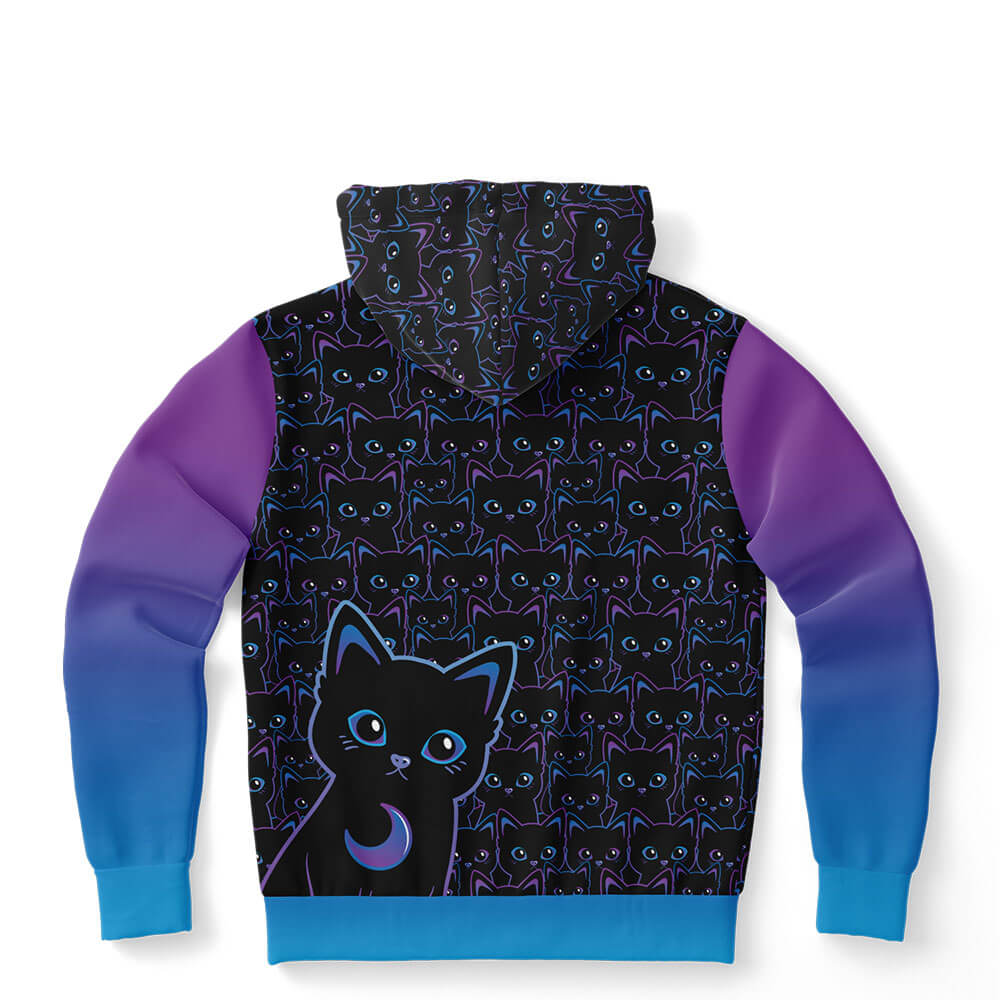 Kawaii Black Cat Hoodie - back view