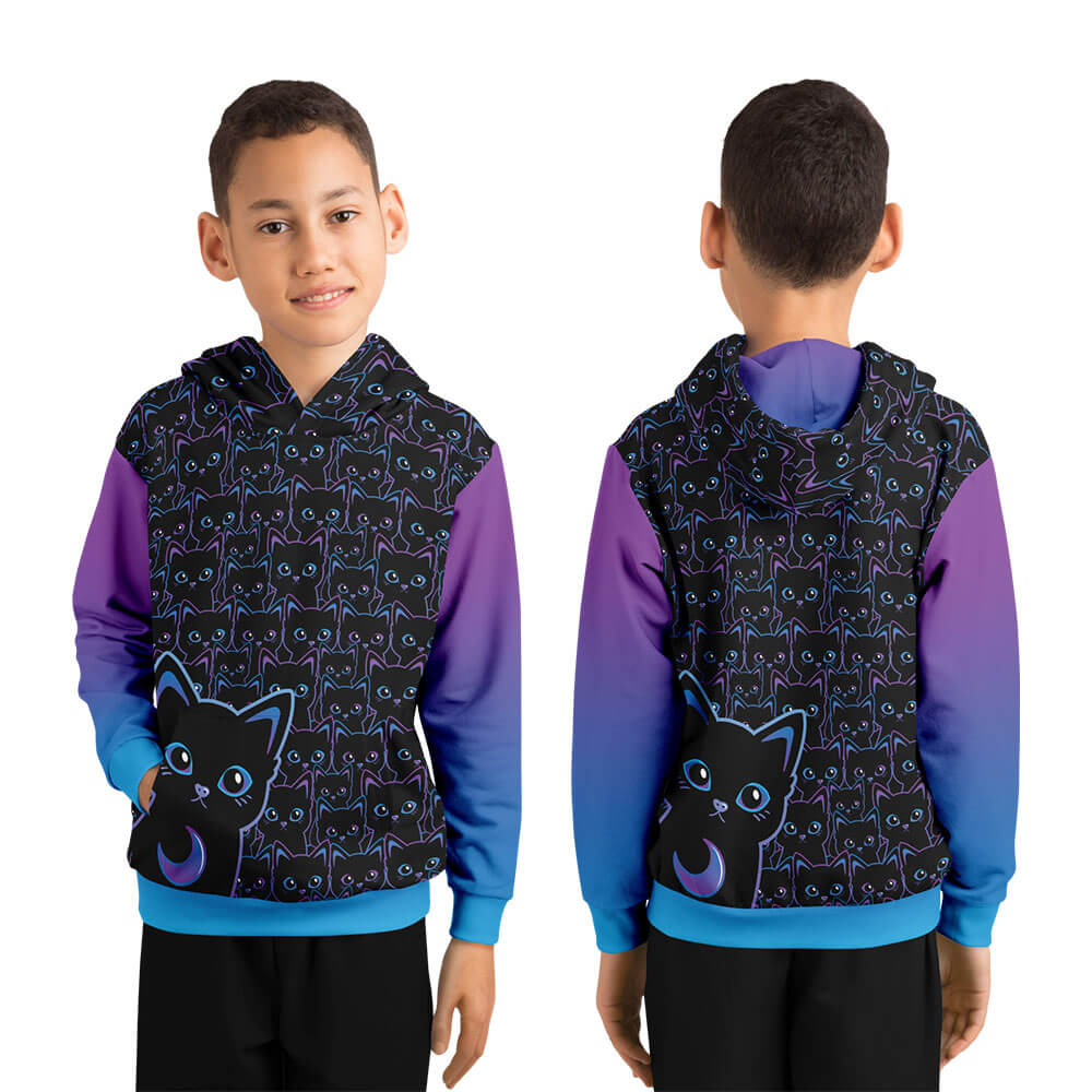 Kawaii Black Cat Hoodie for kids