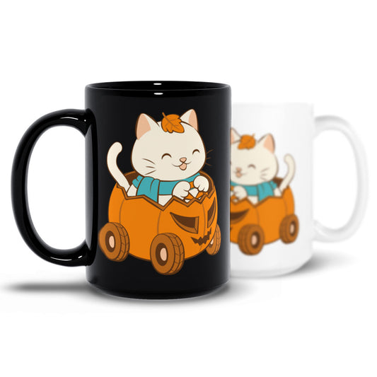 Kawaii Cat in Halloween Pumpkin Cute Fall Mug