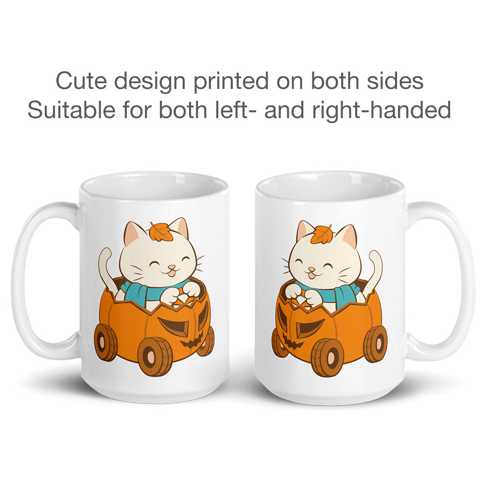 Kawaii Cat in Halloween Pumpkin Cute Fall Mugs