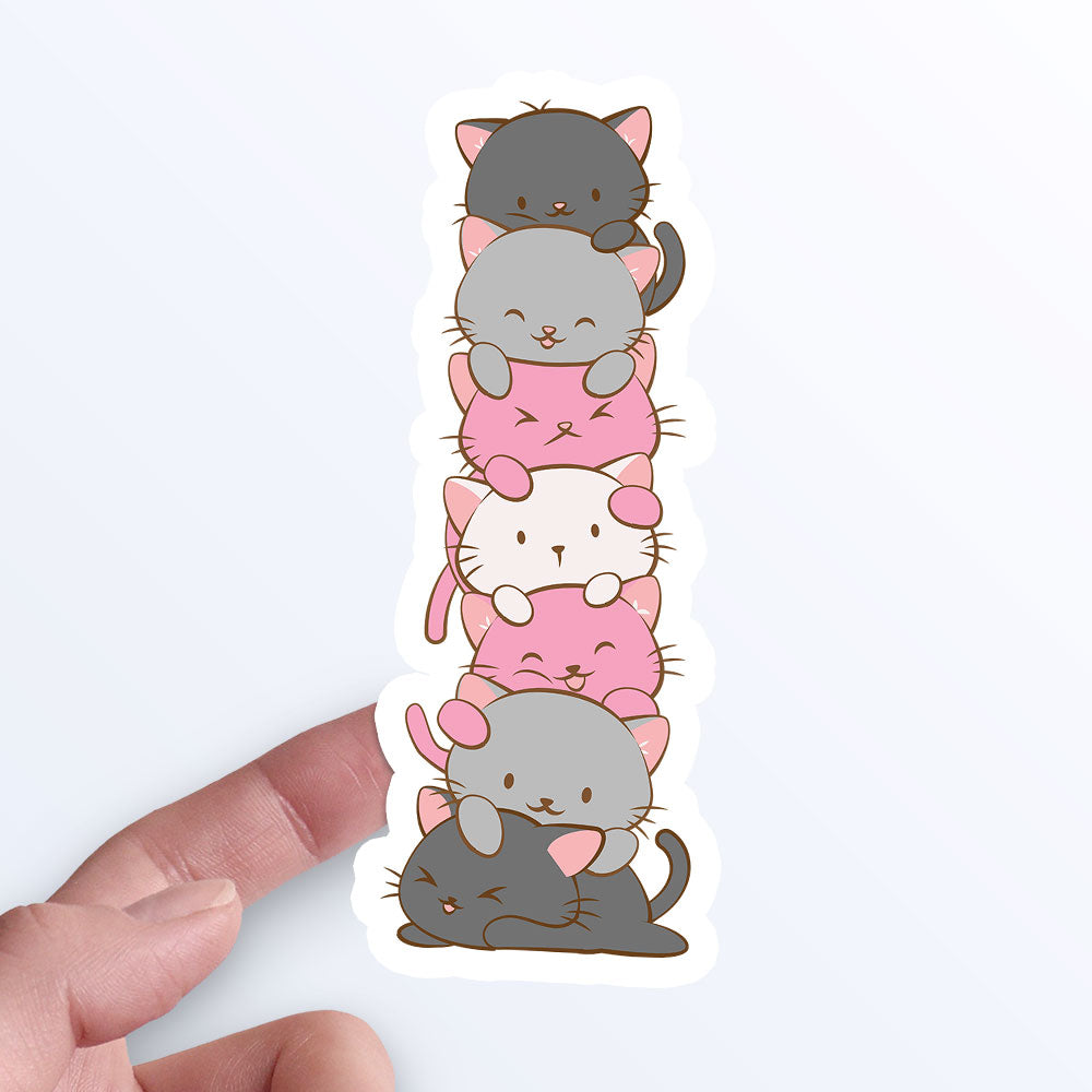 Kawaii Cat Pile Demigirl Pride Sticker on hand