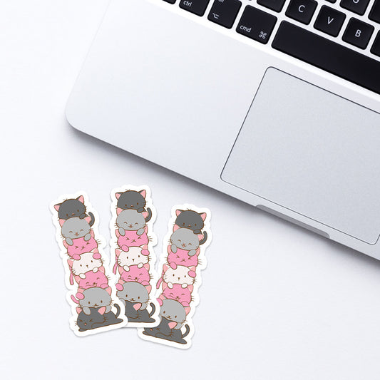 Kawaii Cat Pile Demigirl Pride Sticker for Laptop