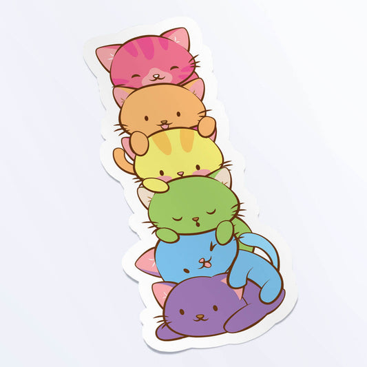 Kawaii Cat Pile LGBTQ Rainbow Gay Pride Sticker