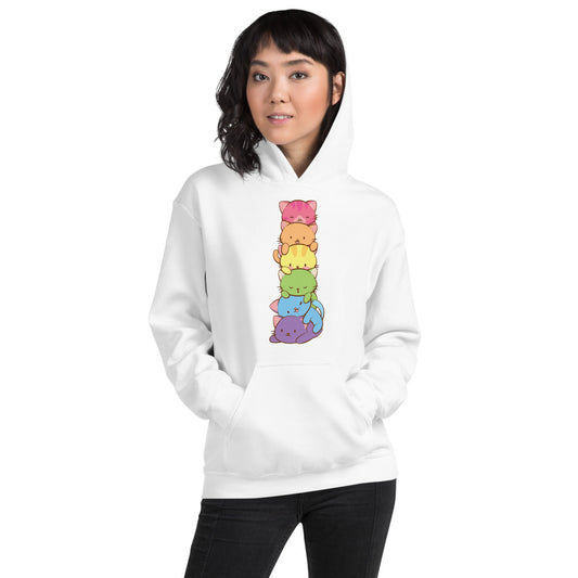 Kawaii Cat Pile Rainbow Gay Pride Hoodie