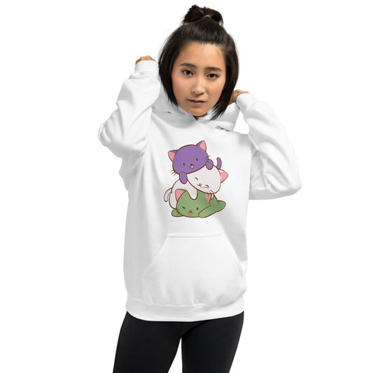 Kawaii Cat Pile Genderqueer Pride Hoodie