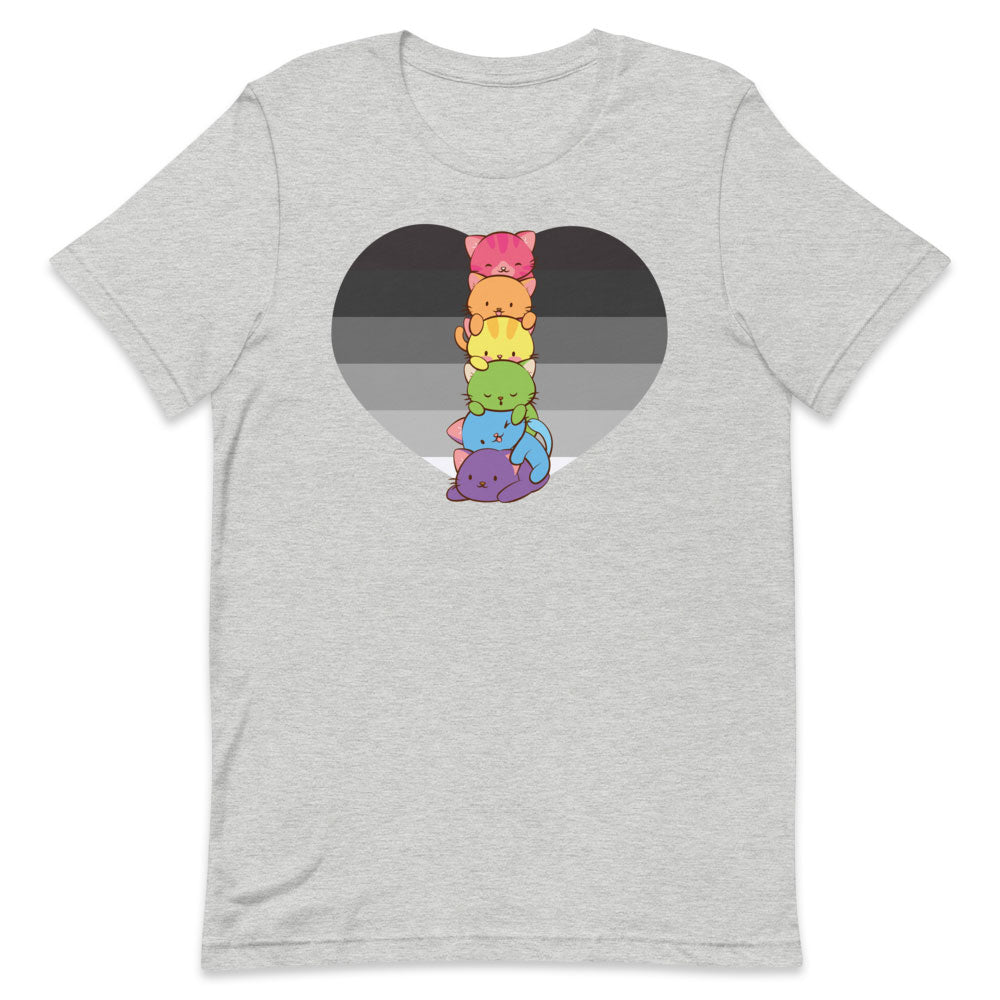 Kawaii Cat Pile Heteroflexible Pride T-Shirt - Athletic Heather