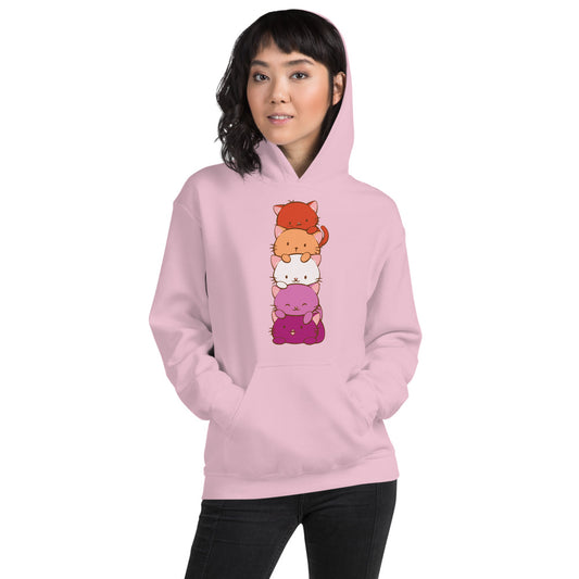 Kawaii Cat Pile Lesbian Pride Hoodie