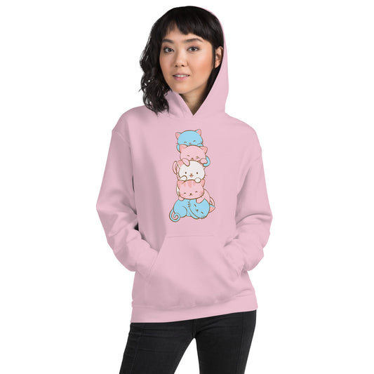 Kawaii Cat Pile Transgender Pride Hoodie