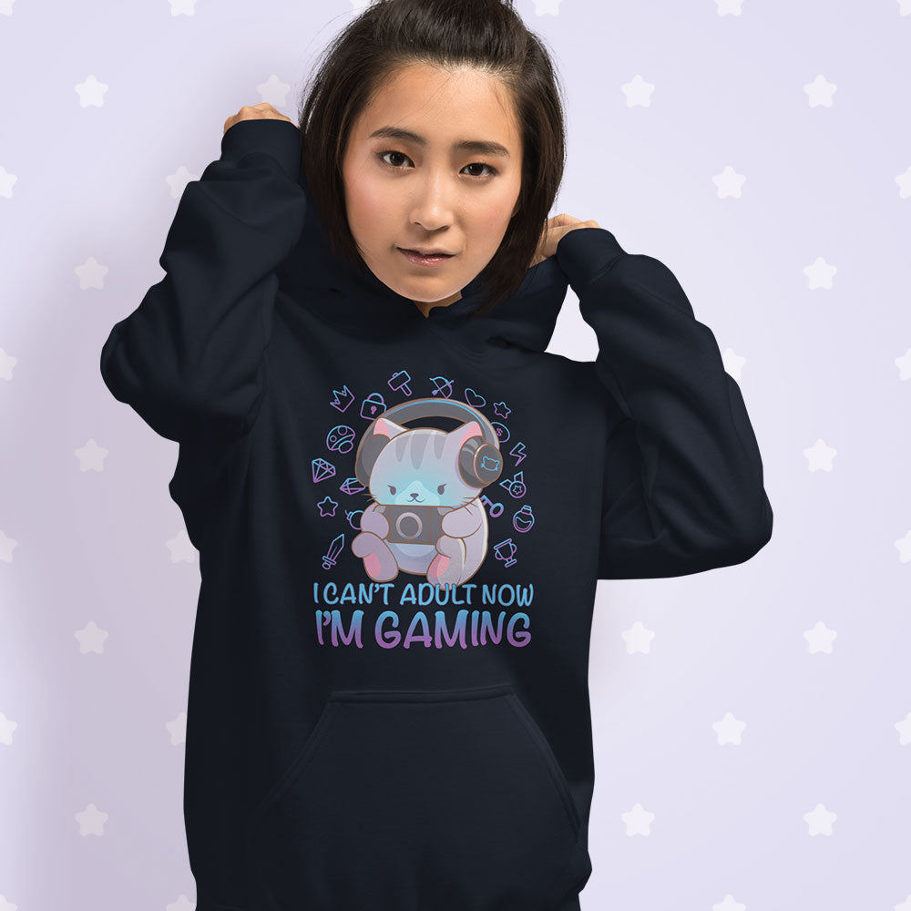 Kawaii Gamer Cat Funny Gaming Hoodie for Women
