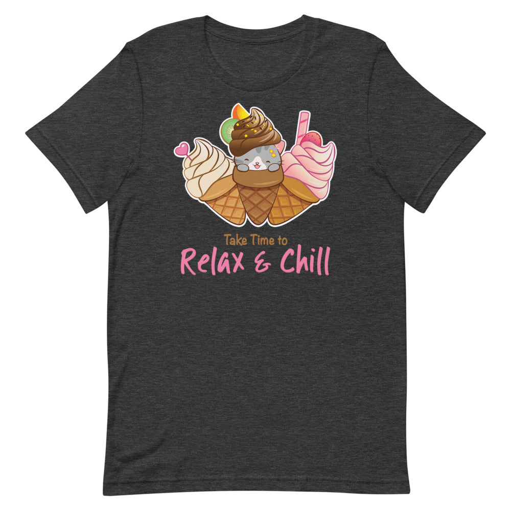 Kawaii Ice Cream Cat T-Shirt S / Dark Grey Heather