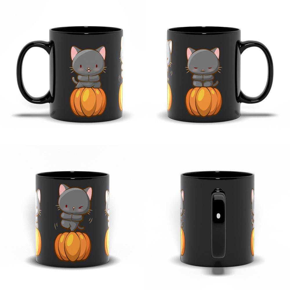 Kawaii Yoga Cats Cute Mugs for Fall - Black 11 oz
