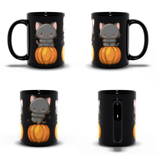 Kawaii Yoga Cats Cute Mugs for Fall - Black 15 oz