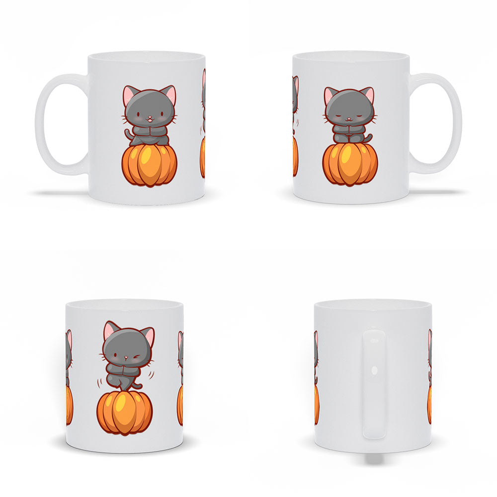 Kawaii Yoga Cats Cute Mugs for Fall - Black 11 oz