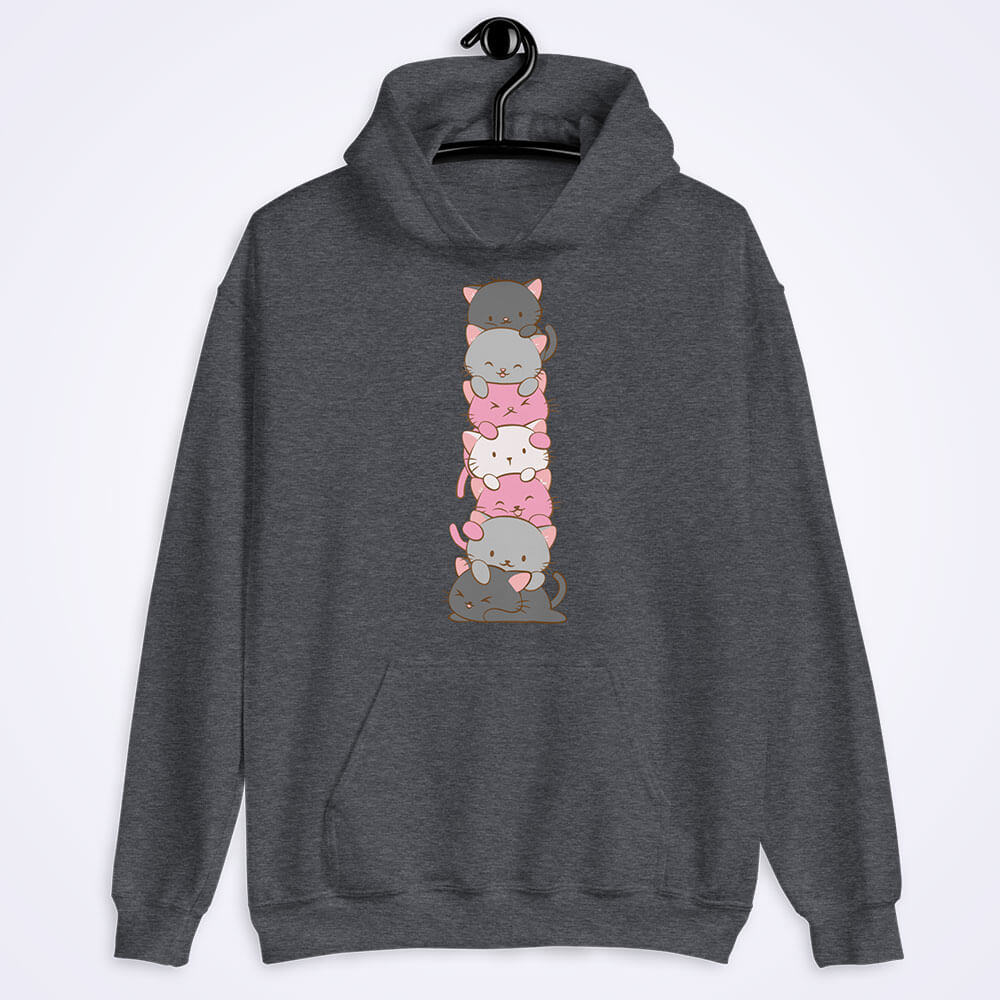 Kawaii Cat Pile Demigirl Pride Hoodie