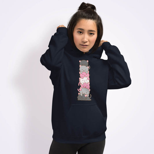 Kawaii Cat Pile Demigirl Pride Hoodie