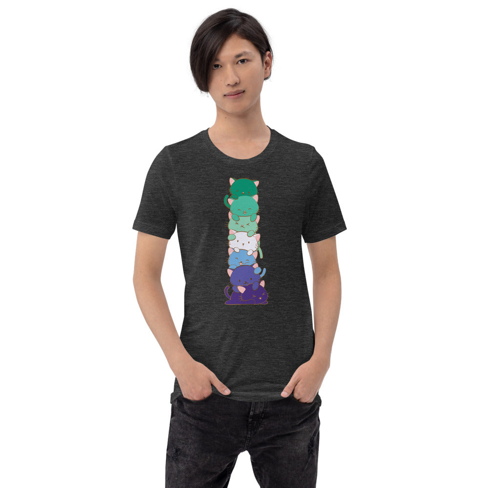 Kawaii Cats Blue Gay Pride Flag LGBTQ MLM T-shirt for Homosexual Men