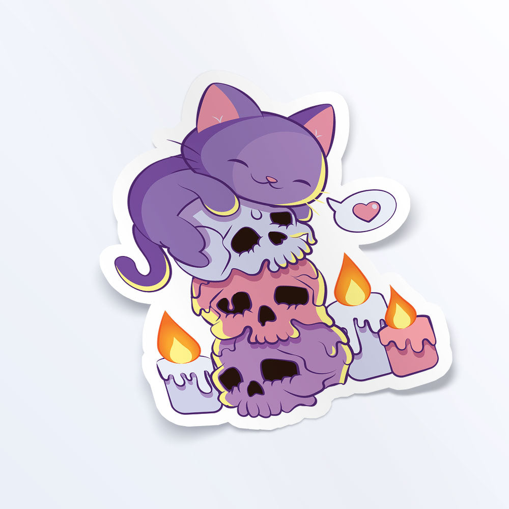 Kitty Cat on Skulls Pastel Goth Aesthetic Cute Kawaii Stickers – Irene Koh  Studio