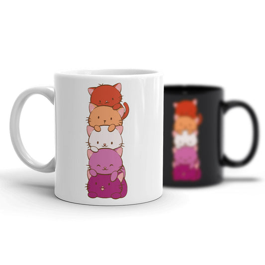 Lesbian Pride Cute Kawaii Cat Mug