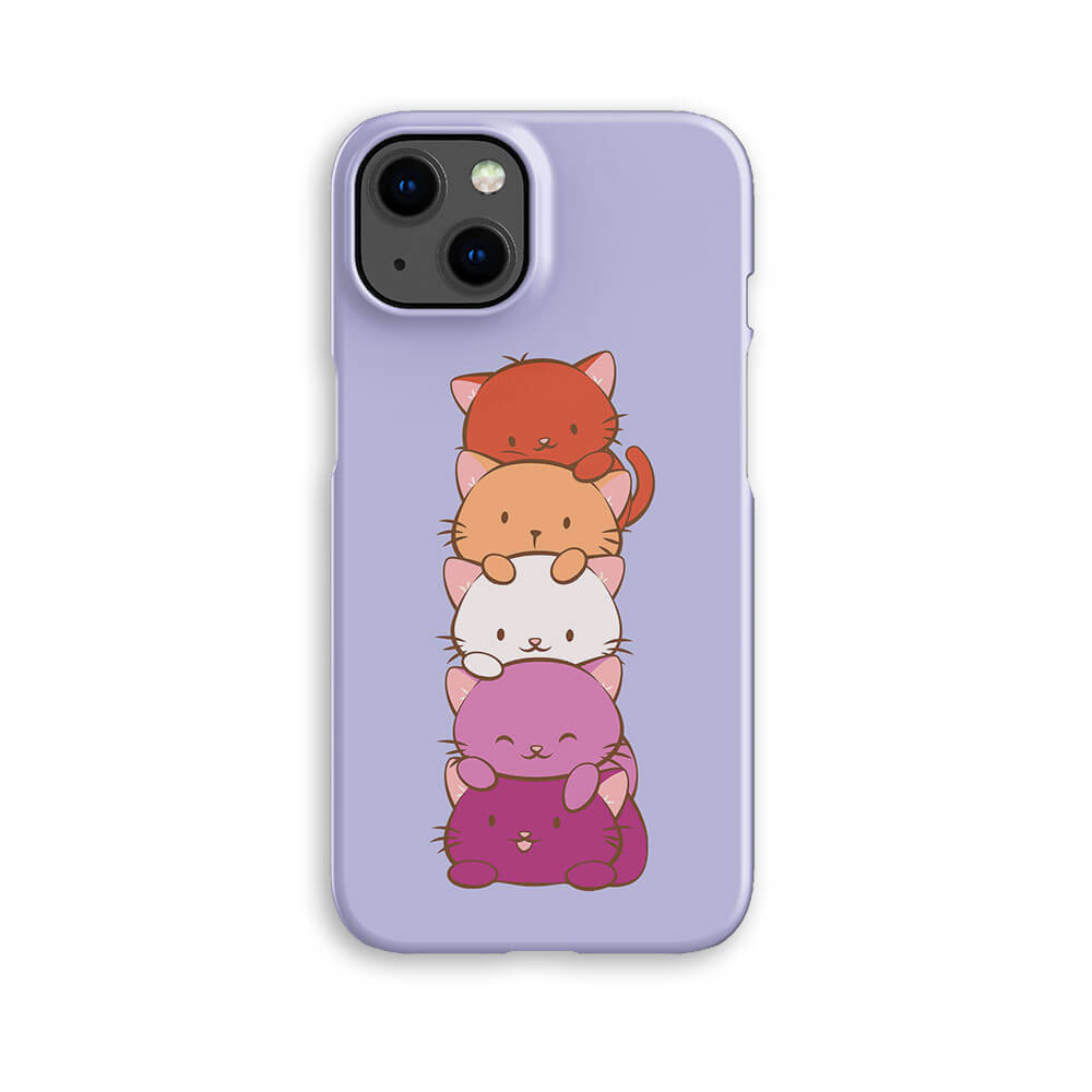 Lesbian Pride Kawaii Cat Phone Case - purple