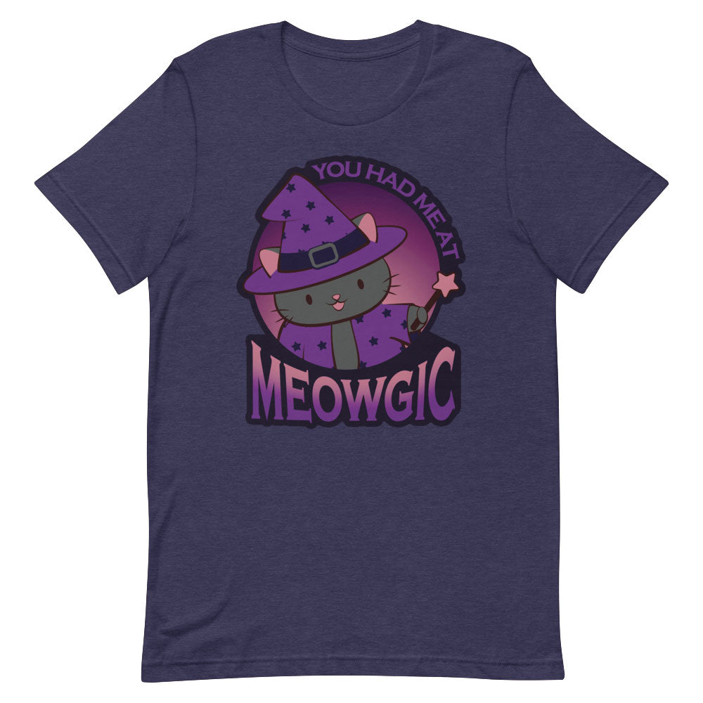 Meowgic Kawaii Wizard Cat T-shirt for Magic and Fantasy Lovers - Heather Midnight Navy