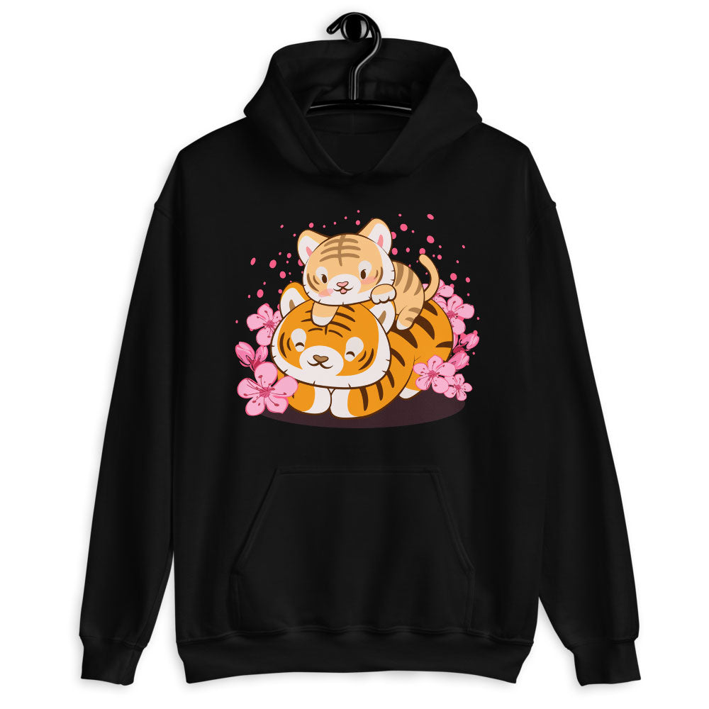 Mommy & Baby Kawaii Tiger Hoodie - black