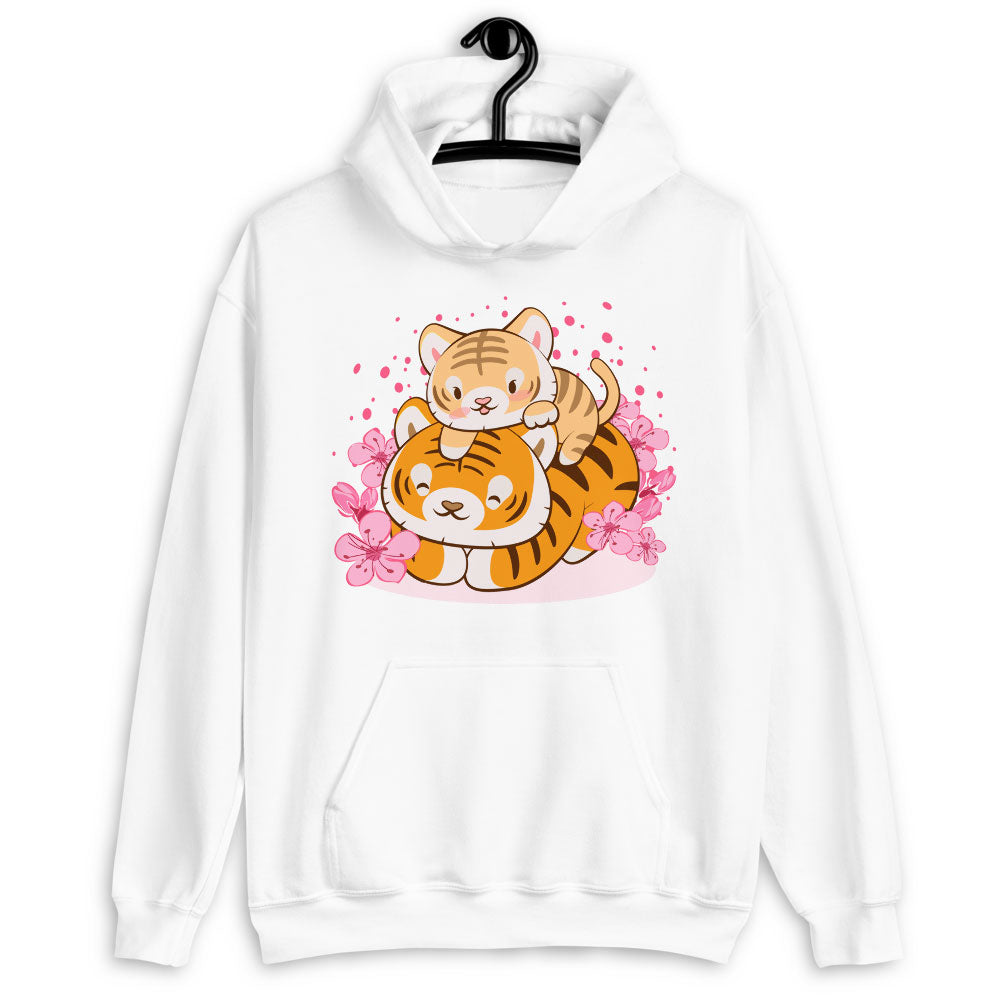 Mommy & Baby Kawaii Tiger Hoodie - white