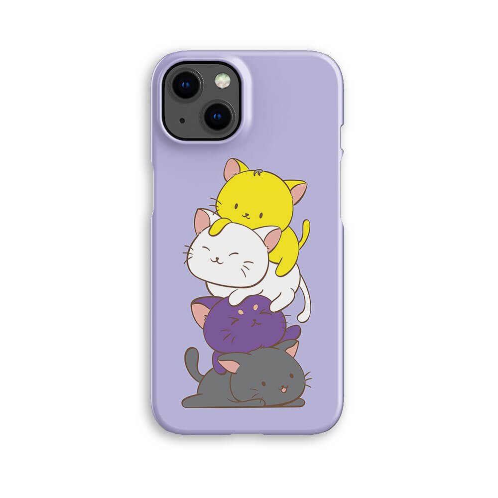 Non-Binary Pride Kawaii Cat Phone Case  - purple