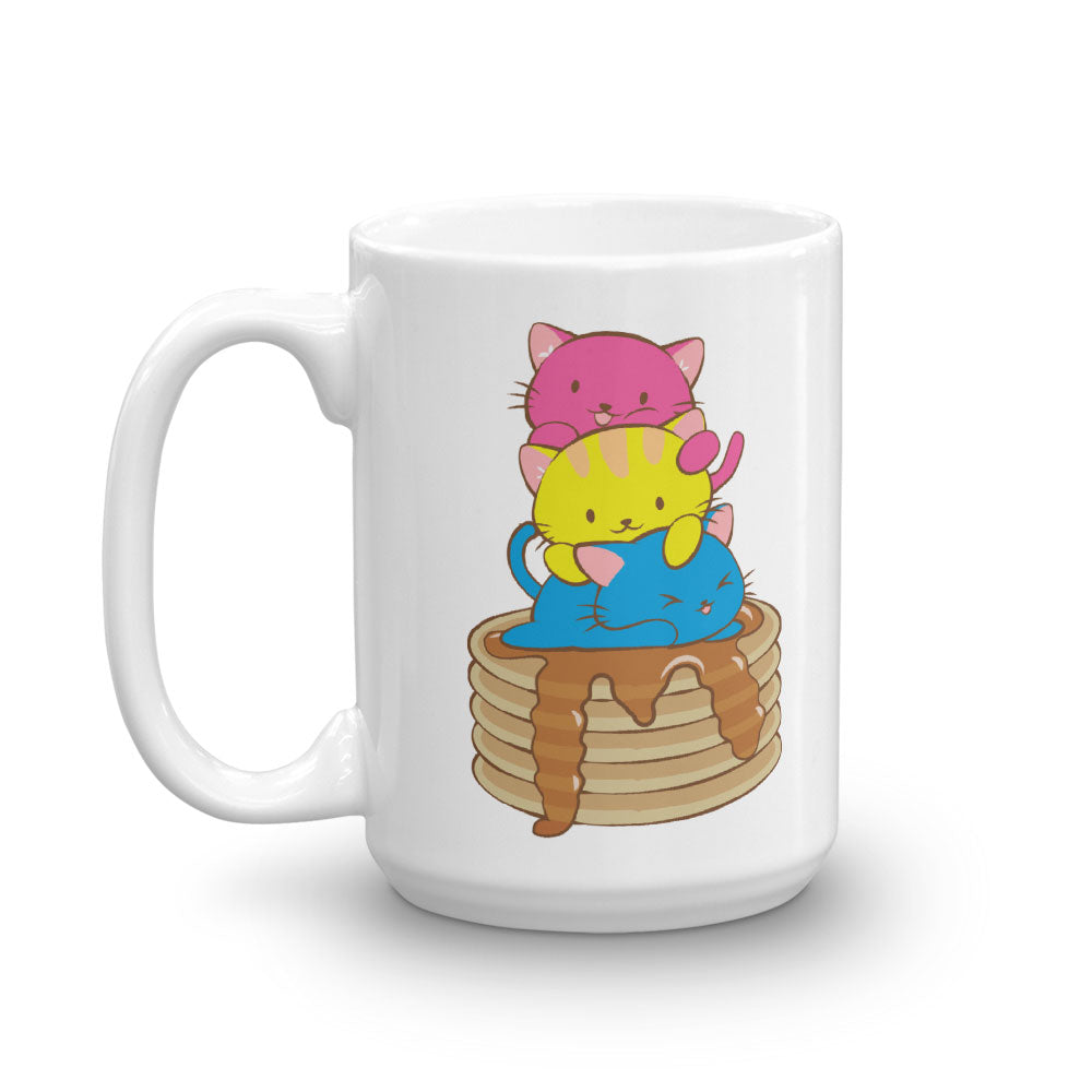 Pansexual Pride Cute Kawaii Cat Mug 15 oz / White